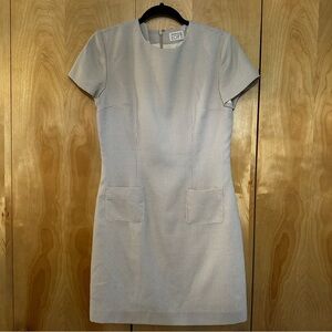 Ann Taylor Light Blue Gingham Short Sleeve Sheath Dress